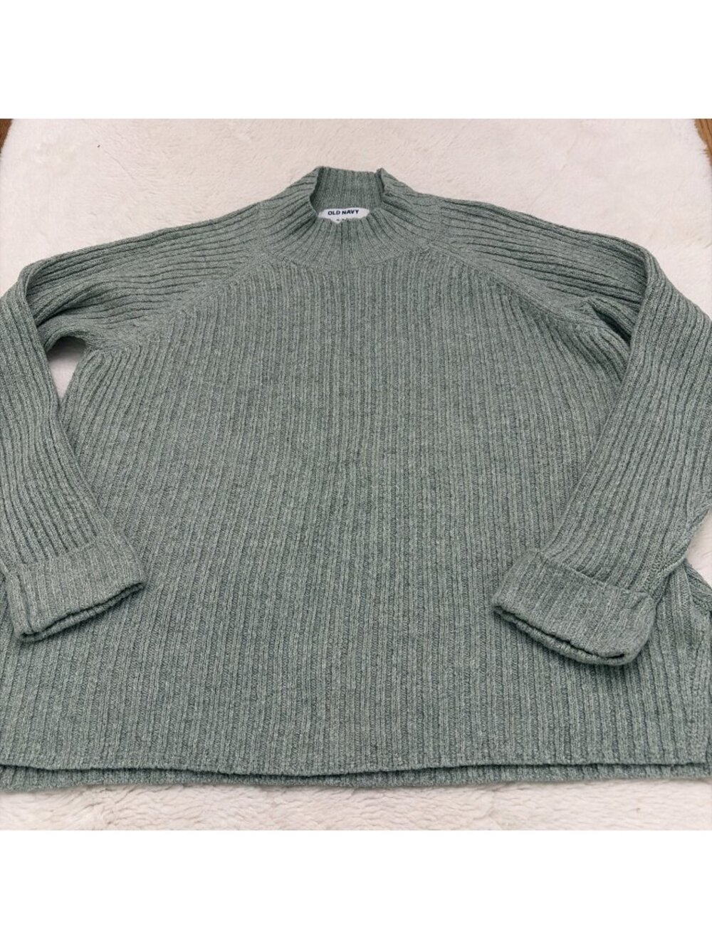 Old Navy Girls XL 14/16 Sage Green Ribbed Mock Neck Sweater Preppy